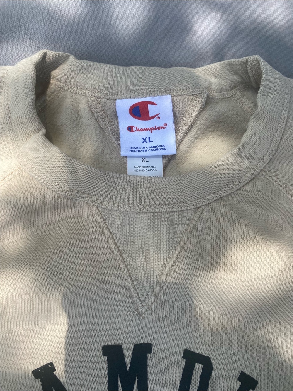 Champion Men’s Crewneck Sweatshirt in Olive Green with Black Graphic - Picture 3 of 4